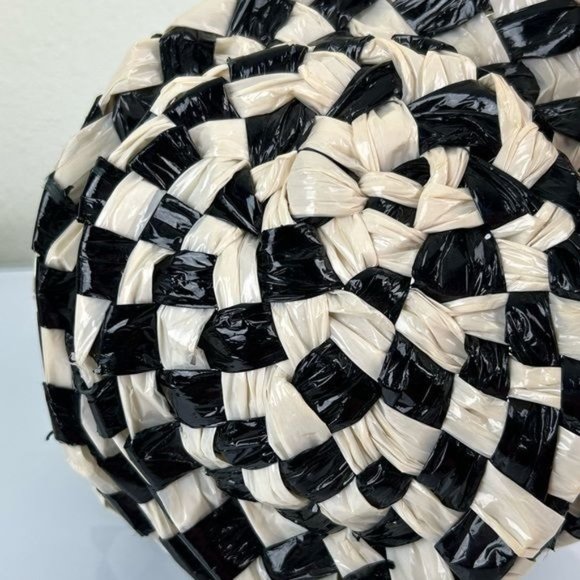 Vintage Original Shorlon Model Mod Weaved Lace Lined Hat Black & White main image 14